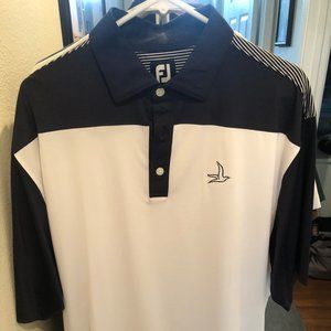 FootJoy Performance Golf Shirt, XL, white/navy blue